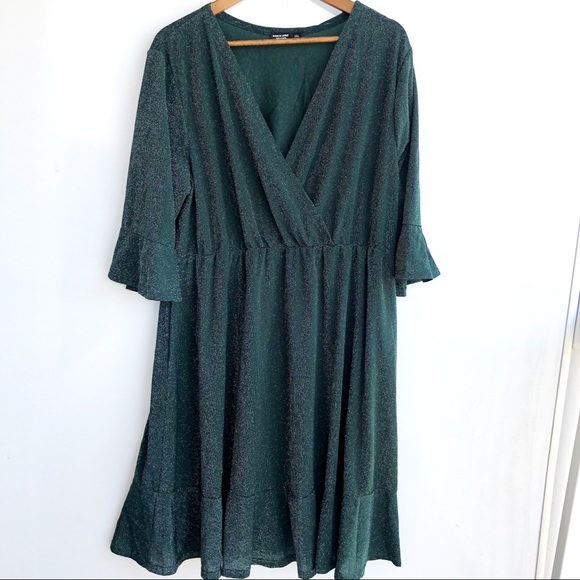 SHEIN Dresses & Skirts - Shein Curve Olive Green Glitter Shimmer Dress